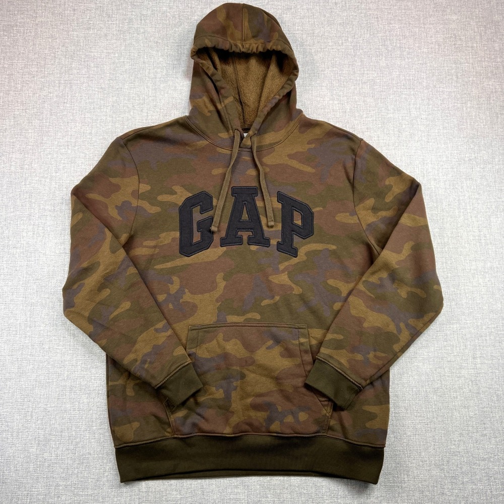 GAP Camo Fleece Hoodie Jogger Set Men Large Olive Streetwear Lounge‎ Athleisure